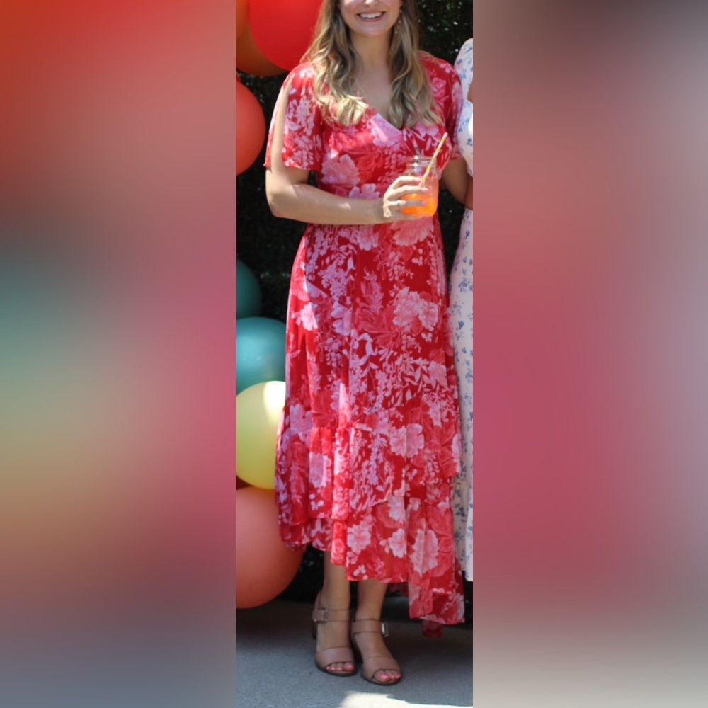 INC Red Floral Print Dress